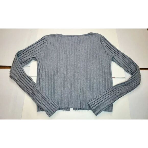 Pink Rose Women's Ribbed Lounge Set Button Down Top Bell Bottom Pants Gray M - Picture 5 of 9